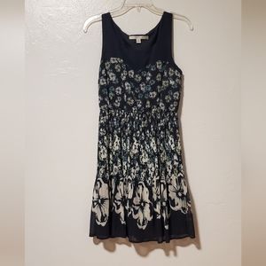 Navy blue dress with floral pattern